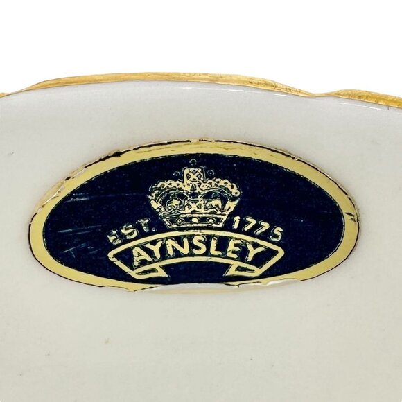 Aynsley Fine English Bone China Teacup w Saucer White Floral Gold Trim Numbered - Picture 2 of 11